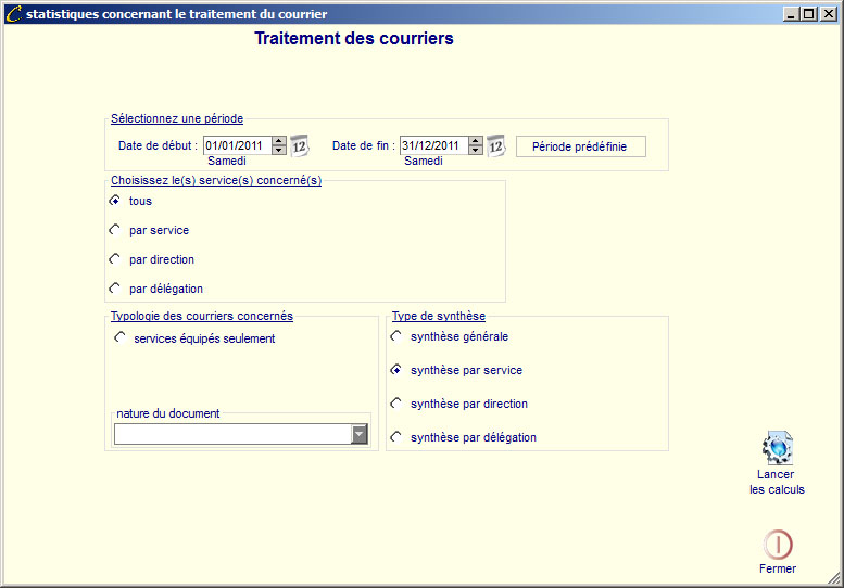 Statistiques concernant le traitement du courrier Statistiques concernant le traitement du courrier